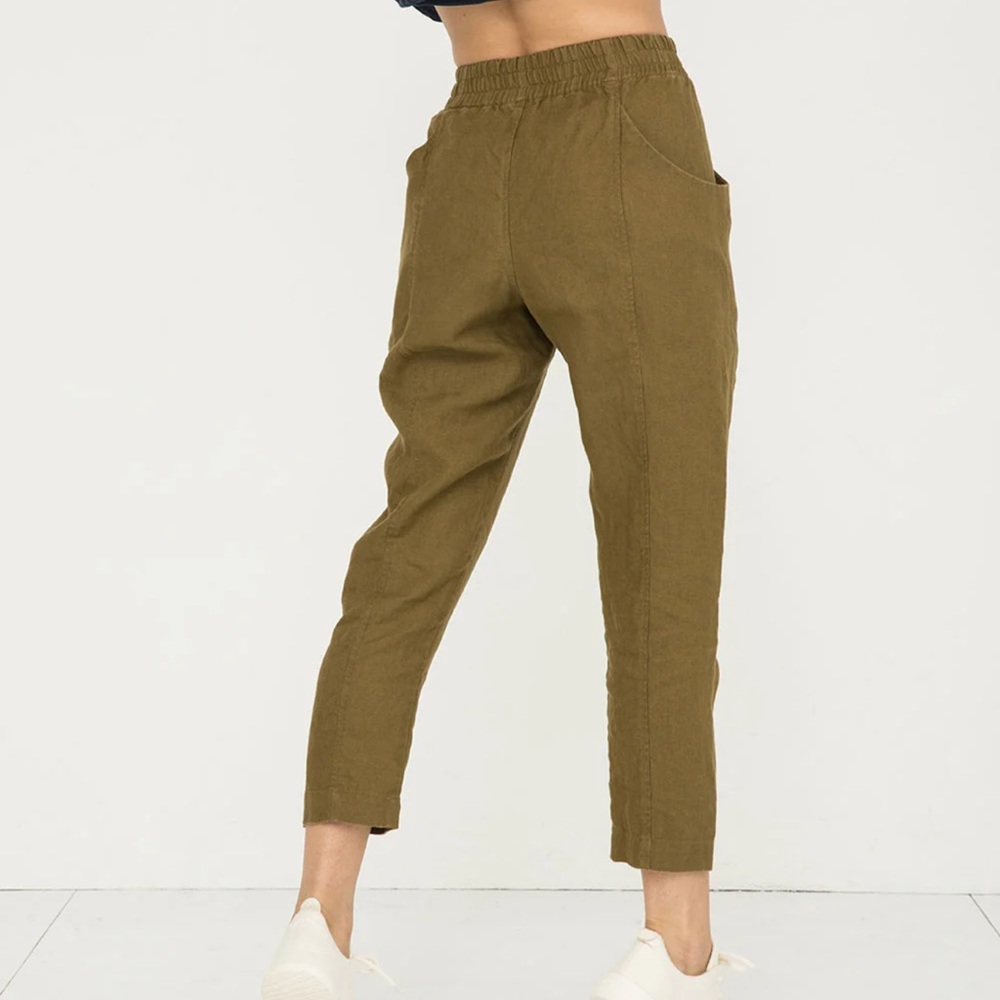 Elizabeth Suzann Linen Clyde Work Pant Green